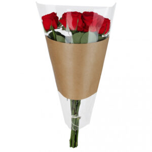 Pakkekile lilledele 40 x 30 x 12cm läbipaistev (keskel pruun paber)