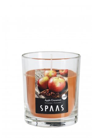 Lõhnastatud küünal klaasis läbipaistev 25h õun-kaneel