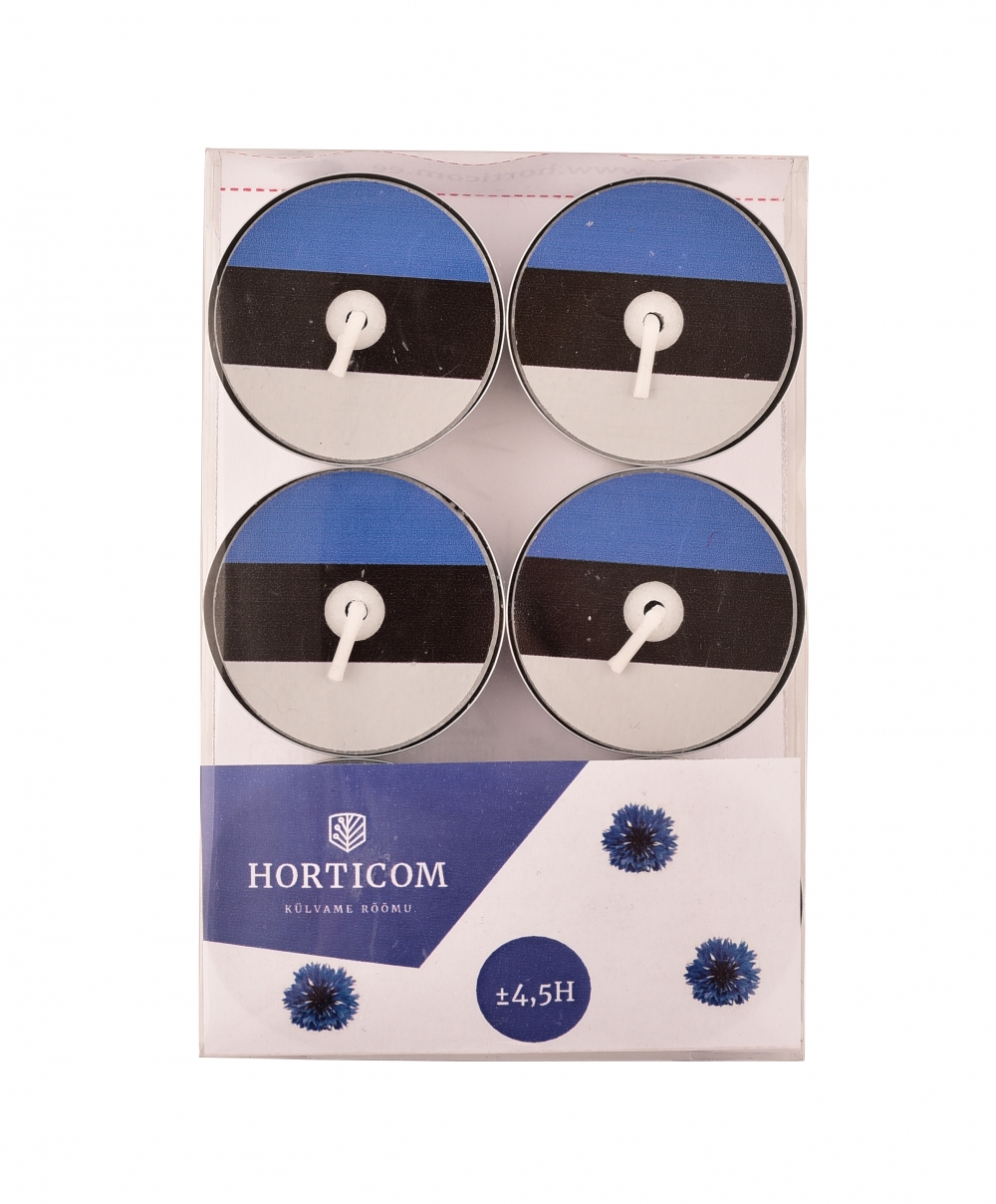 Teeküünal Horticom sini-must-valge pildiga  4,5h 6tk/pakis