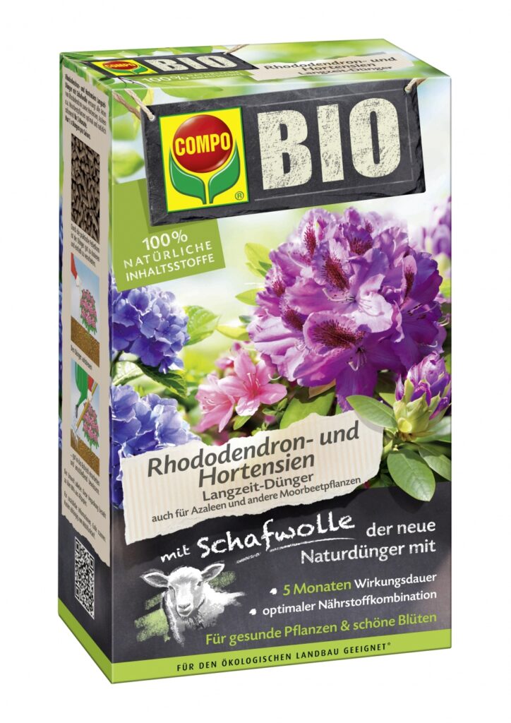 BIO pikaajaline rodo- ja hortensiaväetis lambavillaga Compo 750g