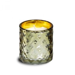 Klaasküünal tekstuurne 25h kuldne klaas / valge küünal