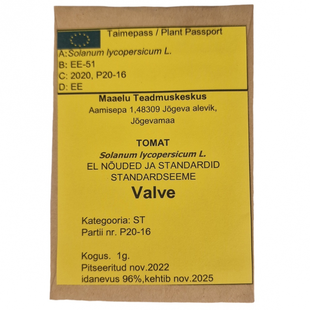 Tomat Valve puhtimata 1g Tomat Valve puhtimata 1g