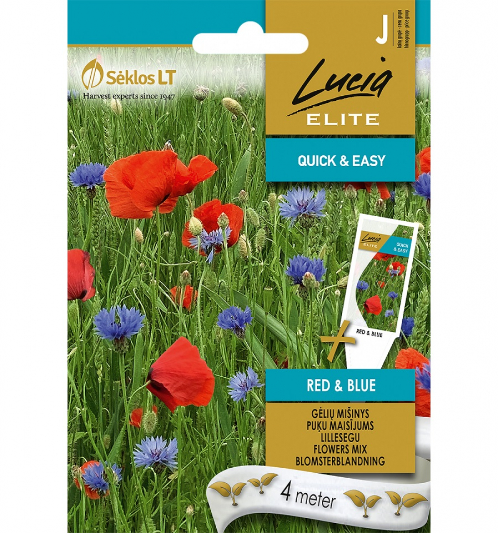 Lilleseemnesegu punane & sinine (moonid ja rukkililled) 4m